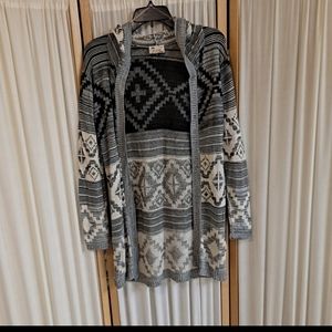 SAY WHAT NY Geometric Hooded Cardigan Tunic, small